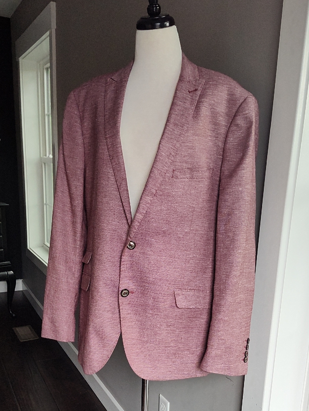 Paisley & Gray Burgundy Tweed Linen Sport Coat With Floral Lining